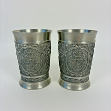 Vintage BMF Rein Zinn Pewter Cups Pair Latin Motto Horas Non Numero 5.5