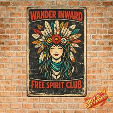 Boho Gypsy Soul Hippie Girl Retro Wall Art Metal Sign picture