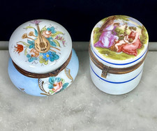 2 Atq French Porcelain Trinket Pill Box 1 Signed Angelica Kauffman Hand Painted picture