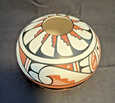 Vintage 1985 Jemez Pueblo Pottery Small Hand Painted Pot Signed D. Sab… SW picture
