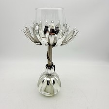 Art Nouveau Vintage Figural Bulbous Glass Ball Layered Lotus Flower Silver picture