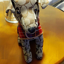 Coach Dog Plush Stuffed Animal Signature Canvas Tartan Coat Retired 2008 C000810 picture