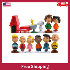 12Pcs Snoopy Mini Figures Cartoon Peanuts Characters Cake Toppers Miniature Deco picture