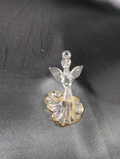 Mini Clear Glass Guardian Angel Ornament Figurine Halo Gold Detail On Robe New picture