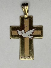 Vintage Medugorje Holy Spirit Dove Cross Pendant Catholic Pilgrimage Charm picture