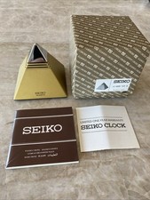 Vintage 1980’s  SEIKO Gold Pyramid Talking Alarm Clock W/Box & Paperwork Quartz picture