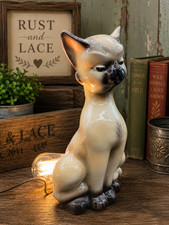 Vintage 1950s Maddux California Siamese Cat TV Lamp MCM Ceramic Working 12