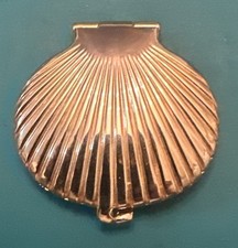 Vintage Guy Laroche FIDJI Solid perfume Shell Compact Gold tone Estate Rare picture