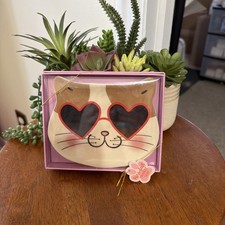 Eccolo Ceramic Cat Face Trinket Tray - NIB picture