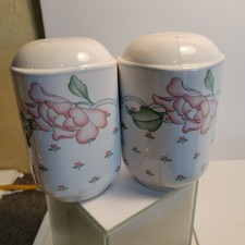 Sango  Salt Pepper Shakers Rose Chintz Print 3793 Korea Vintage Suzanne Evans picture