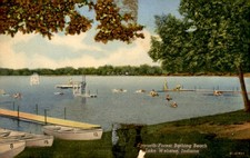 vintage, postcard, Epworth Forest, Bathing Beach, Lake Webster, Postcard picture