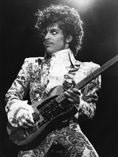 Prince and his guitar on his 1984 Purple Rain Tour Photo - 15x20 picture