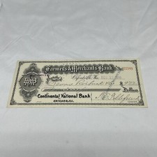 1909 Farmer's & Merchant's Bank Check #20349 Continental National Bank  KG JD picture