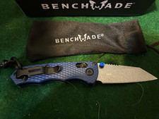 Benchmade Blue Tanto Blade AXIS Lock Blue Handle Clip picture