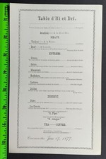 Antique 1877 Table d'Hi et Dri Cincinnati Dinner Menu picture