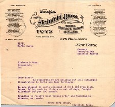 Steinfeld Bros New York NY 1911 Letterhead Toys Wooden Furniture picture