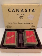 1950's Dubonnet Canasta Playing Card Tray, Instructions, ScorePad & 2 Full Decks picture
