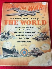 1943 FOLLOW THE WAR WWII HAGSTROM'S MAP OF THE WORLD FOLDOUT picture