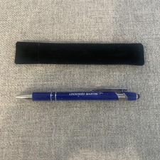 New Lockheed Martin Blue Ballpoint Pen with Stars in Black Felt Case Executive picture