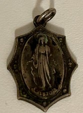 Vintage 1830 HMH Religous Mary Mother of Jesus Silver Charm picture