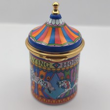 Staffordshire Enamels Trinket Box Flying Horses Carousel Hand Painted UK England picture