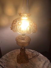VTG. L.E. SMITH “ Lamp “Moon & Stars” Amber Glass Electric Lamp~ Complete~ RARE picture