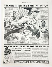 Palmolive Shaving Cream Baseball Vintage 1935 Ad Magazine Print Sports Colliers picture