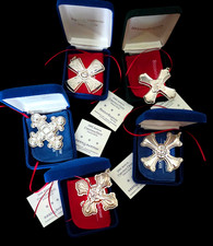 Reed & Barton Set of 5, 2000 to 2004 Sterling Silver Cross Christmas Ornaments picture