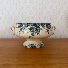 French Transferware Tureen St Amand Blue Floral Ironstone 1509262 picture