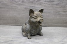 Vintage Cast Metal Sitting Pig Piggy Bank Coin Bank Farm Decor Unmarked 4