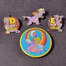 Vtg 80-90s Figment Lot Walt Disney Pinback & Pins Epcot Center Dragon Rainbow PA picture