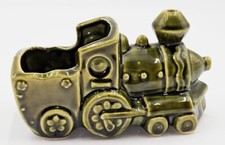 Planter Green Train Ceramic Vintage picture