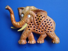 Vintage Googly Eyed Elephant Earring Holder Brown METAL Tree By Libby picture