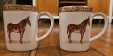 Vintage Royal Gallery Gold Buffet Zebra Coffee Cup Mug Gold Trim Lot Of 2 New picture