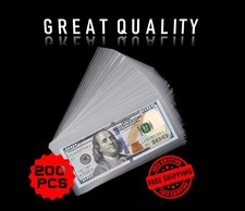 200 PCS Currency Sleeves Bill Holder Plastic Paper Money Holders Collector Grade picture