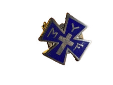 Vintage MYF Methodist Youth Fellowship Sterling Enamel Cross Pin Badge Pinback picture