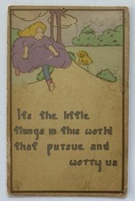 1911 Comic Postcard Woman Running from Dog Humor Motto Art Nouveau Style picture
