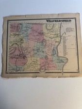 1869 Antique Map of Weathersfield Vermont VT by FW Beers Hand Colored picture