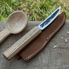 Hand Forged Yakut Knife 3.74in Blade 52100 Steel Bushcraft with Leather Sheath picture