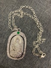 Excellent Tibetan Silver Prayer Necklace W/Buddha Pendant picture
