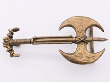 Ivar Hyden Battle Axe Viking Norse Warrior Solid Brass 1970s Vintage Belt Buckle picture