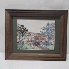 Vintage Coca Cola Artin's  Garage Picture Clock in Pine Wood Frame 16