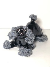 Spaghetti Poodle Figurine 7” Black Vintage Mid Century Arnart Porcelain Redware picture