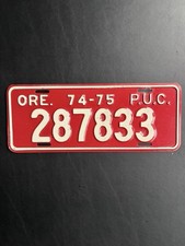 1974-1975 Oregon License Plate P.U.C. Permit Type 287833 picture