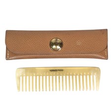 HERMES Buffalo Horn Comb Etui Peigne Hair Grooming Tool With Leather Case Used picture