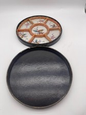 Set of 7 Chinese Porcelain Plates in a Round Lacquer Box picture