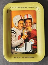 Vintage 1960's Metal Tip Tray Wheeling Steel Ductillite Advertisement Tray picture