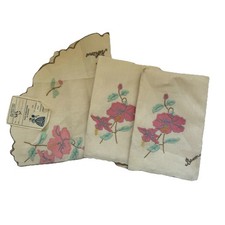 Vintage Madeira Bermuda Hand Embroidered Irish Linen 3pc Set NWT Hamilton Floral picture
