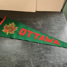 Vintage OTTAWA Pennant Banner Green Felt Red Lettering Multicolor Leaf 24.5” picture