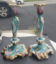 Antique Beautiful France  pair of Porcelain Candlestick  picture